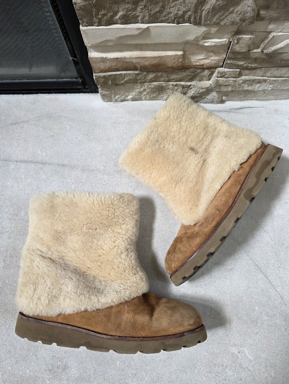 Y2K 00s Chestnut Brown Suede UGG Maylin Boots Australia Sz 8 No INSOLES Mid Calf